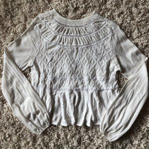 Free People Bubble Sleeve Lace Top
